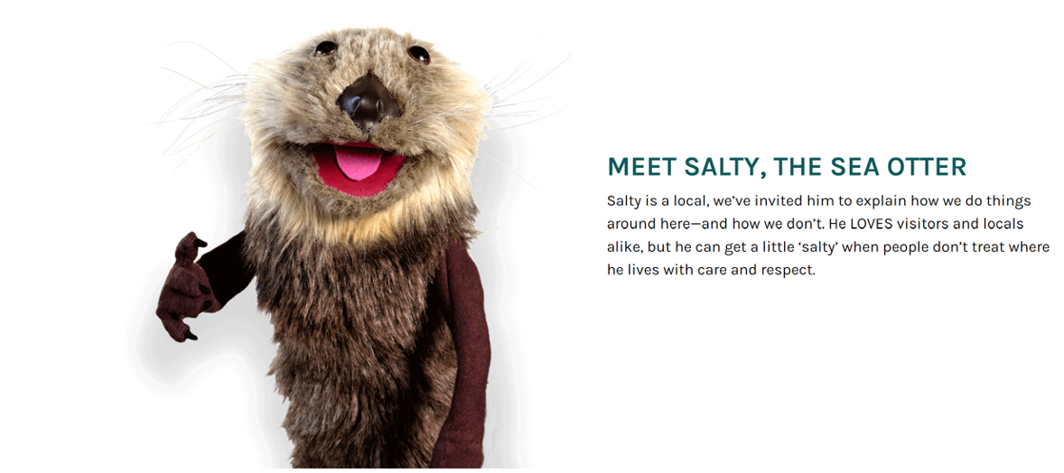 Salty the sea otter Tourism Ucluelet mascot