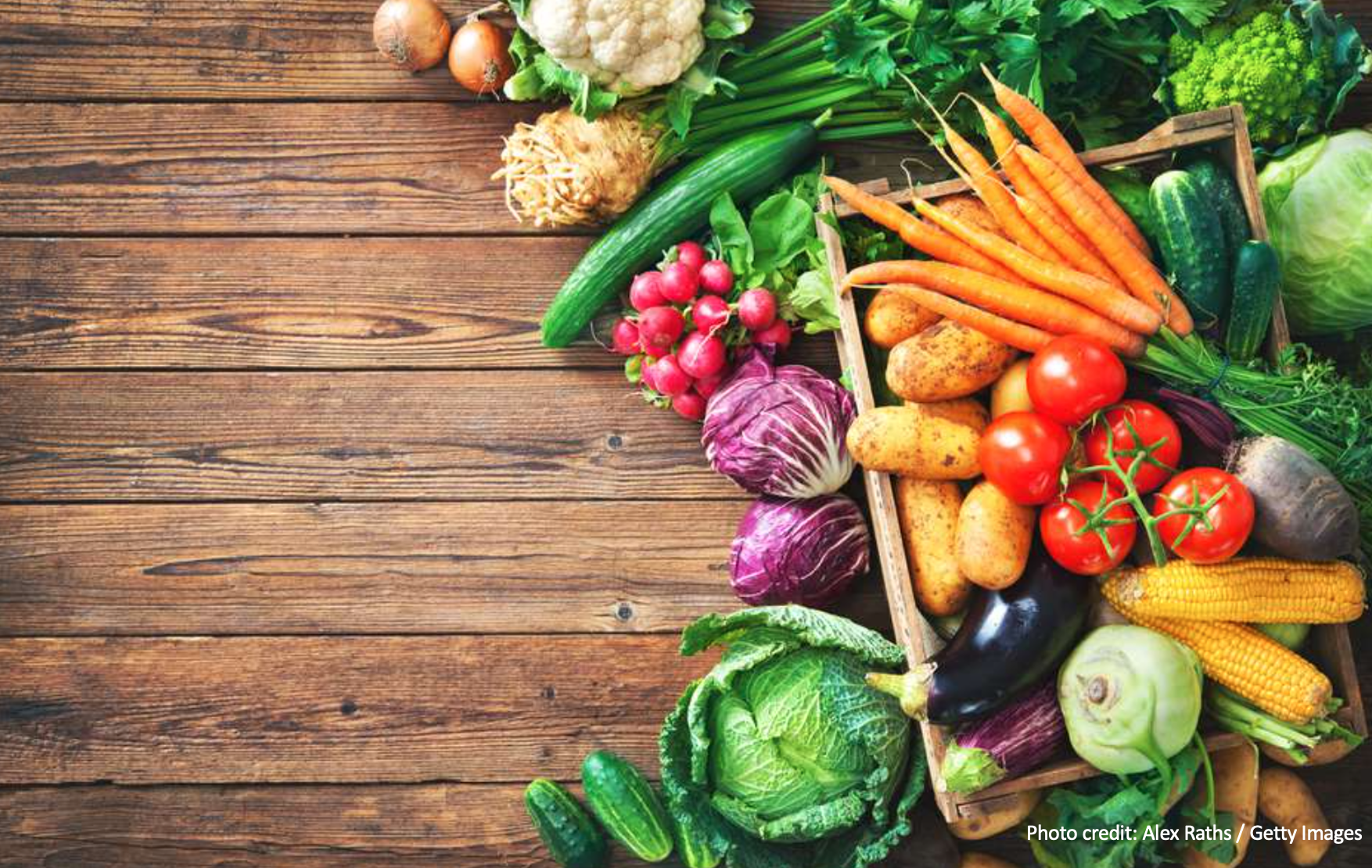Fresh food on a wood table